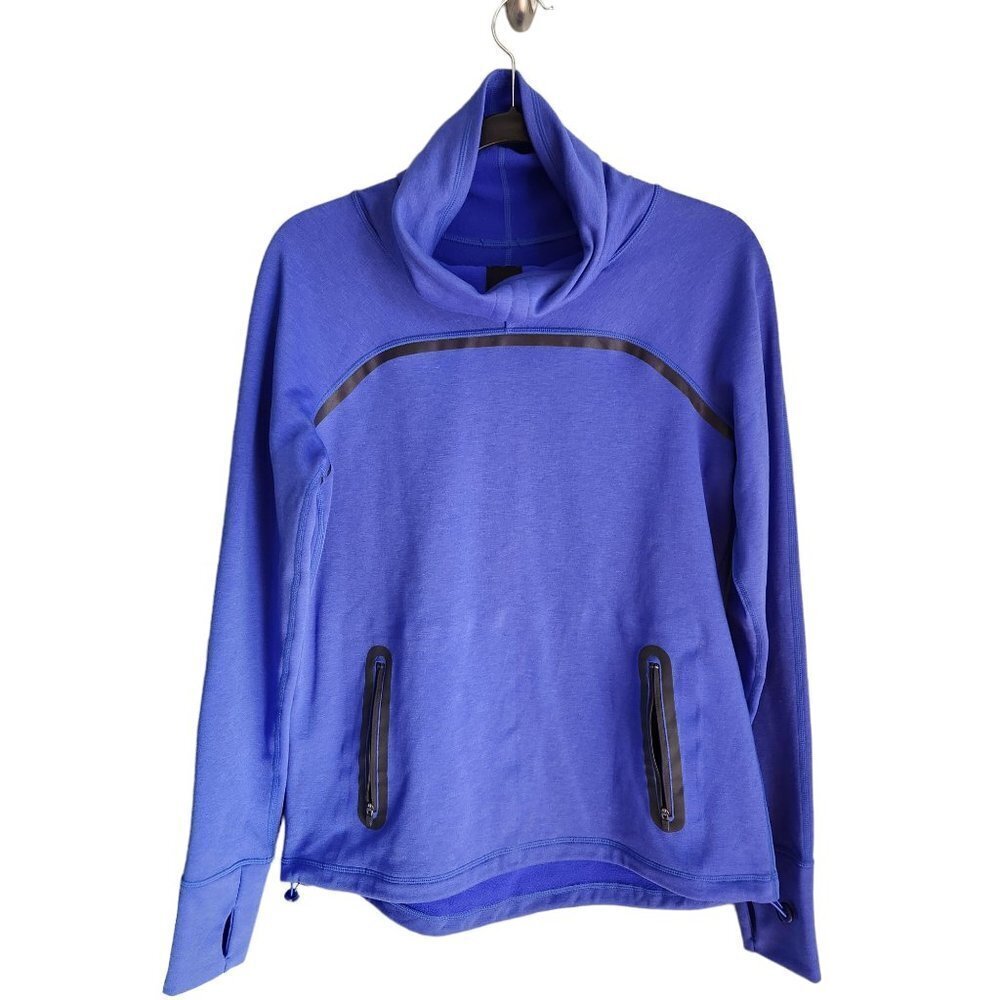 Sweaty Betty Sweatshirt Small Blue Women's Warm Up Scuba Funnel Neck Long Sleeve